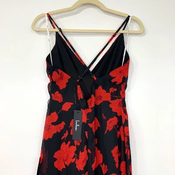 NWT LULU'S Best Occasion Black Floral Print Maxi Dress Sz M - Picture 6 of 9
